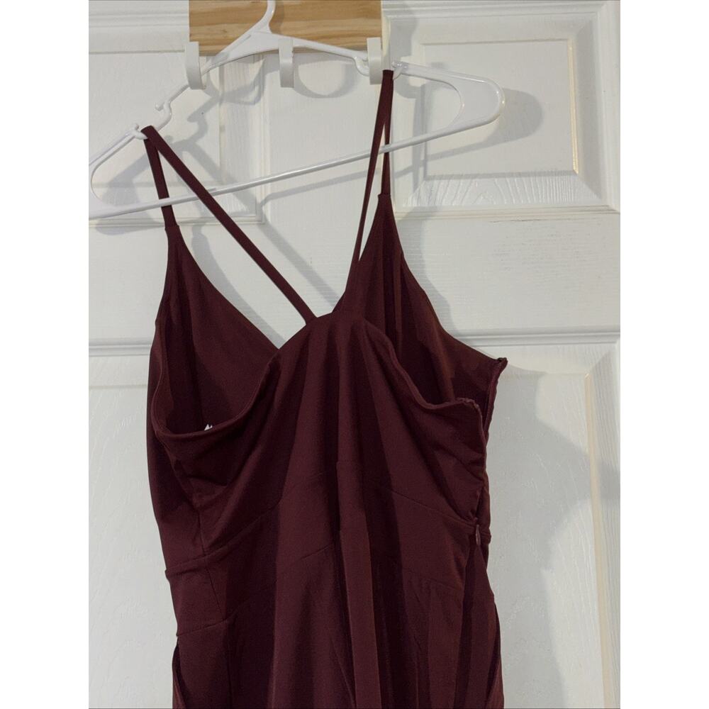 Halara M Petite Burgundy Breezeful Jumpsuit Spaghetti Straps Quick Dry Zip Side - Picture 8 of 10
